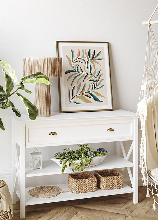 Minimalist Colorful Botanical Leaves Poster