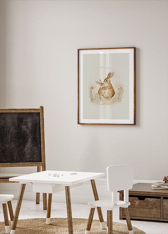 Tender Moment Between Two Rabbits Poster