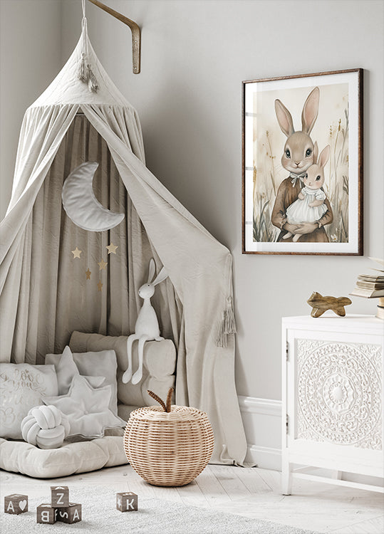 Mother And Baby Bunny Poster