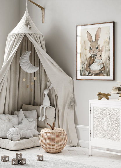 Mother And Baby Bunny Poster