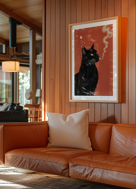 Smoking Midnight Cat Poster