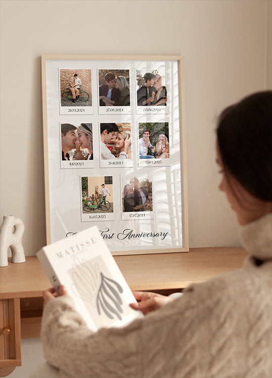 Couple Polaroid Memories, 8 Photo Collage Personalized Poster