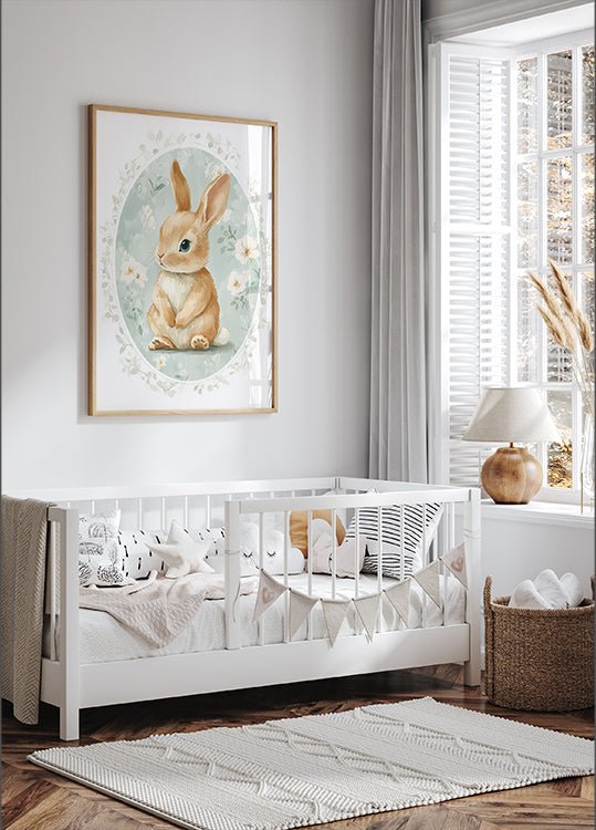 Sitting Baby Bunny With Blue Eyes Poster
