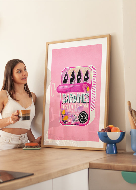 Sardines Tin Can Pink Poster