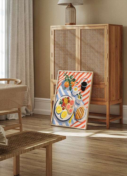 Sunny Breakfast, citrus and croissant art Poster