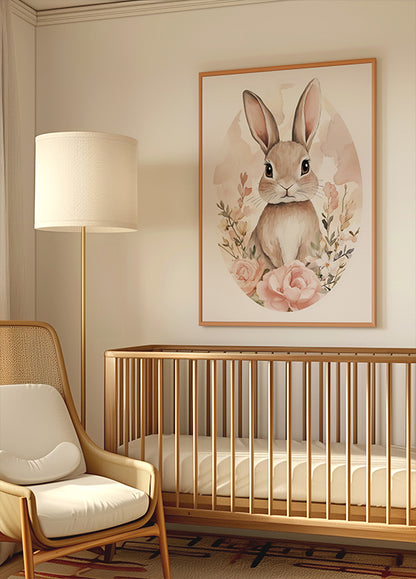 Cute Bunny With Roses Poster