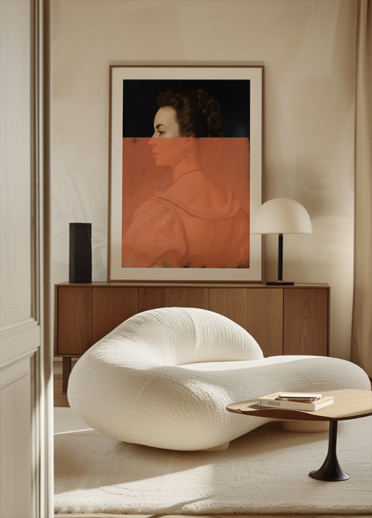 Altered Portrait of Woman Orange Modern Art Poster