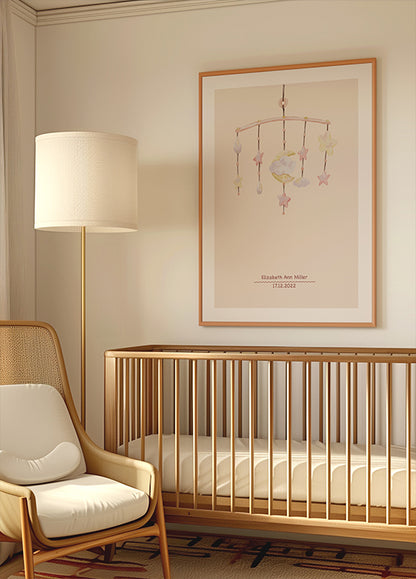 Baby Mobile, Pastel Nursery Personalized Poster