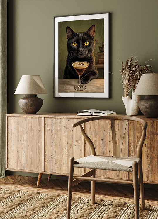 Cat with Espresso Martini Poster