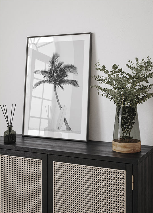 Palm Surfboard Poster