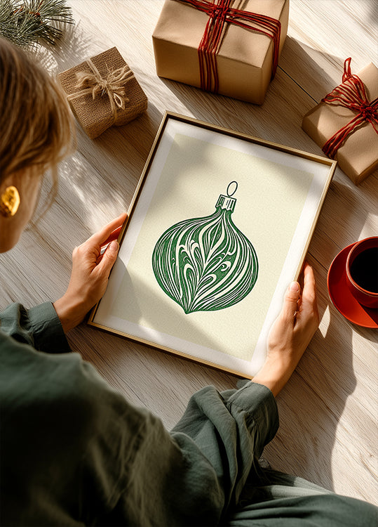 Woodcut Bauble Poster