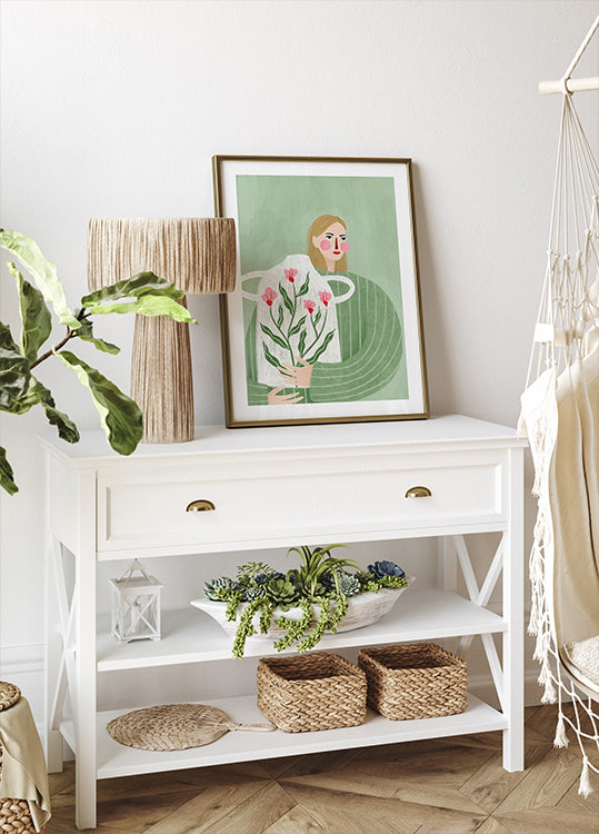 The Woman With Pink Vase Poster