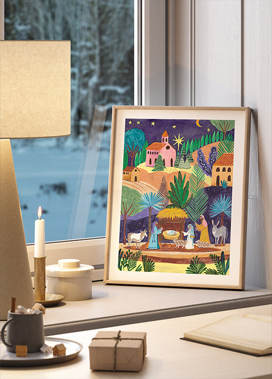 Nativity Scene starry night Poster
