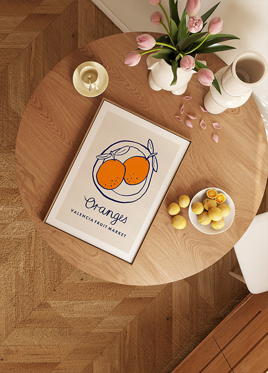 Food Art - Oranges Valencia Fruit Market Poster