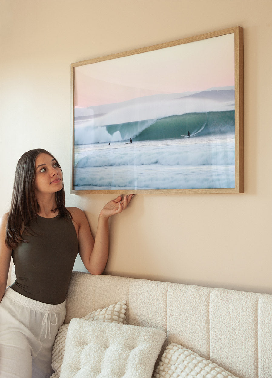 Sunset Barrel Surf, Coastal Calm Wall Art Poster