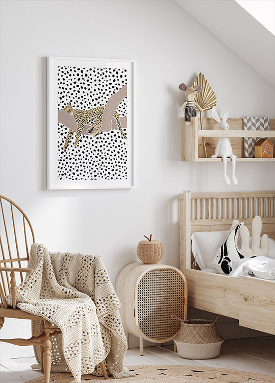Leopard Sleeping Polkadots Poster