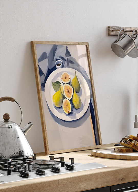 Fresh Figs on Plate, Minimalist Still Life Poster