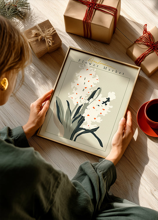 Flower Market Amsterdam Hyacinth Poster