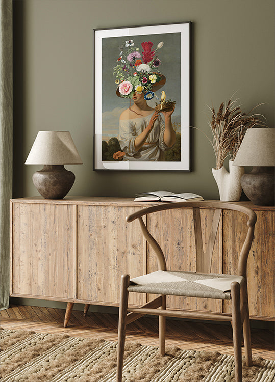 Woman In a Large Floral Hat Poster