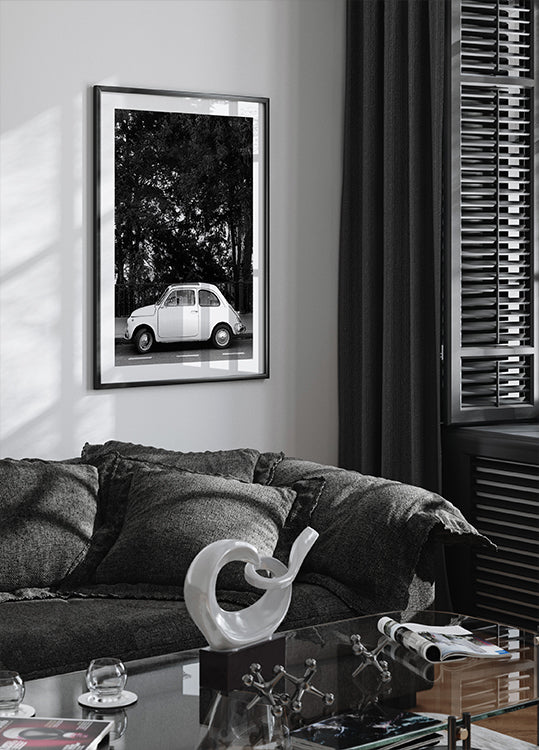 Mini Car B&w Poster