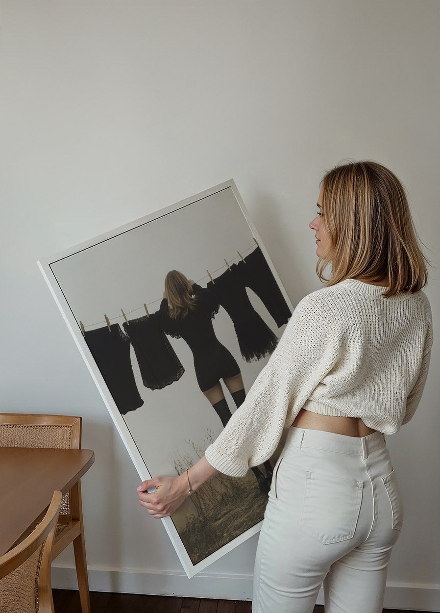 Woman at Clothesline Poster