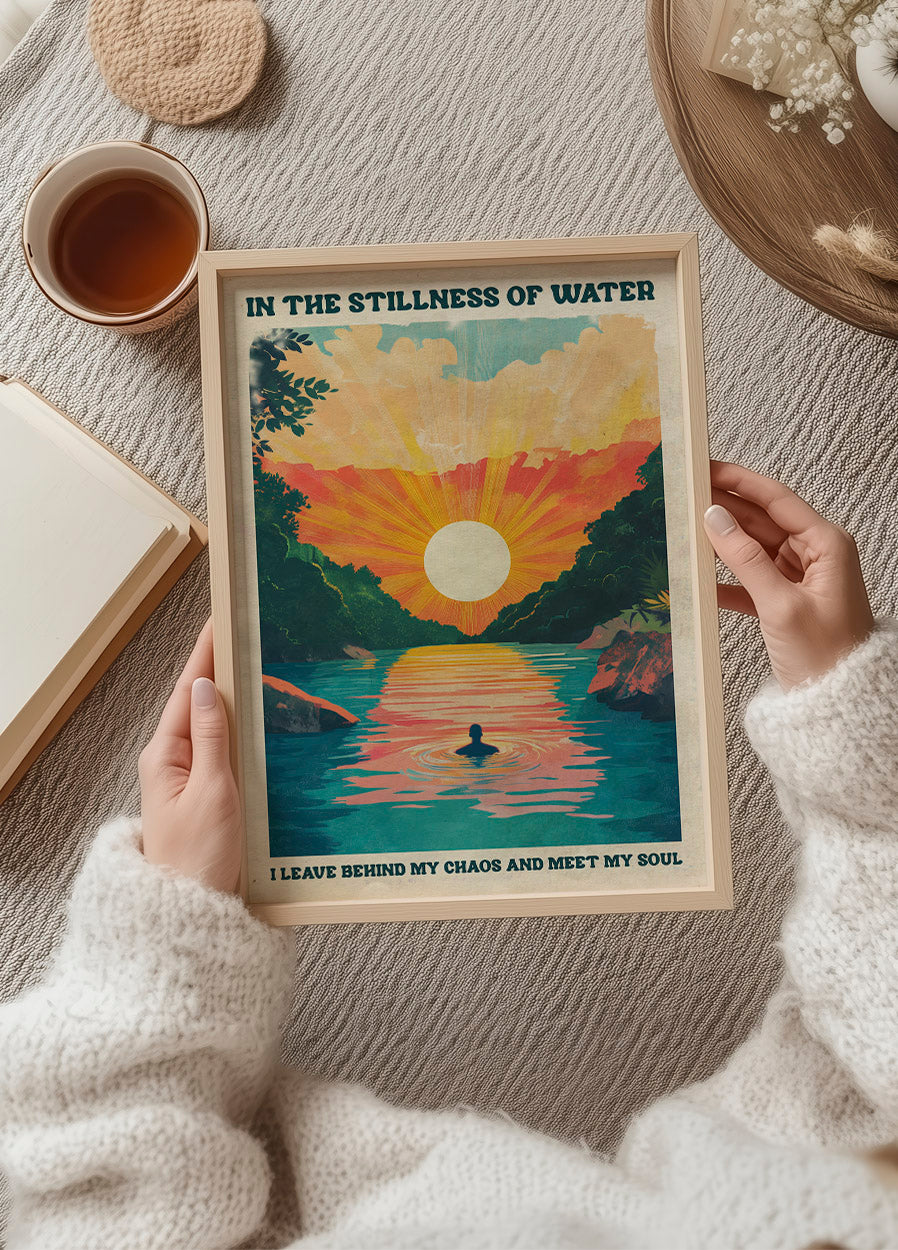 In the Stillness of Water Sunset River Poster