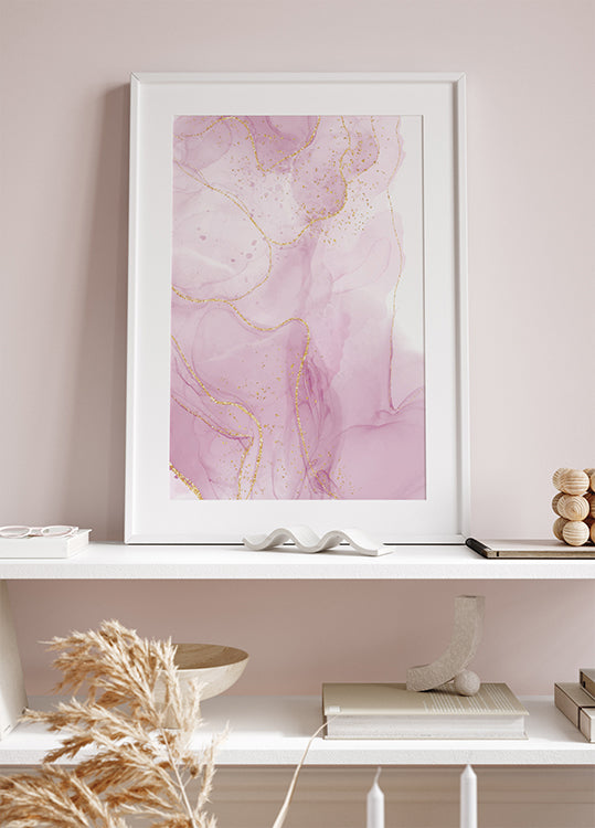 Pink Marble with Gold Poster