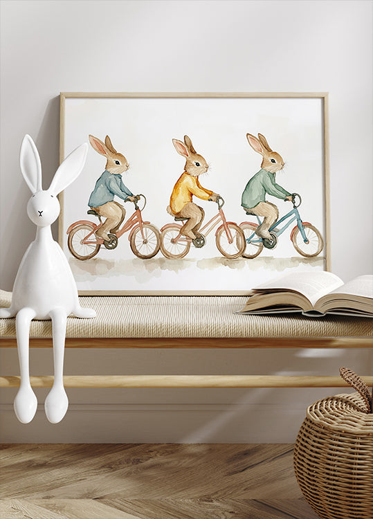 Bunny Bicycle Trio Poster