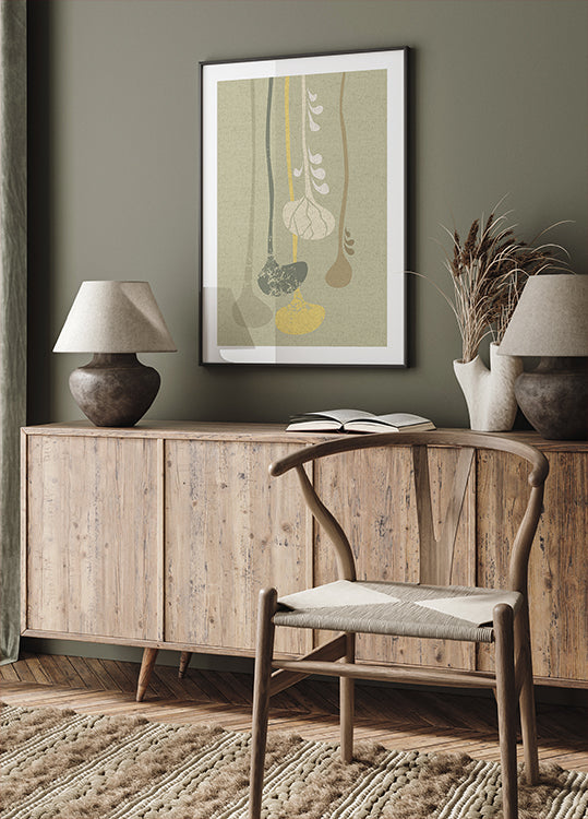 Abstract Paper Cut Composition sage green 1 Poster