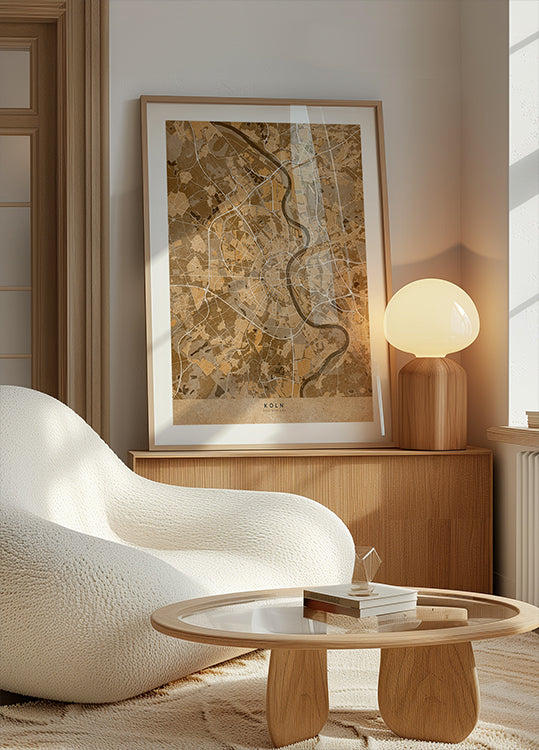 Sepia vintage map of Köln Germany Poster