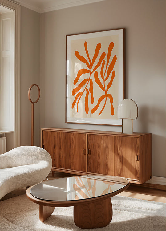 Orange Stylized Branches Poster