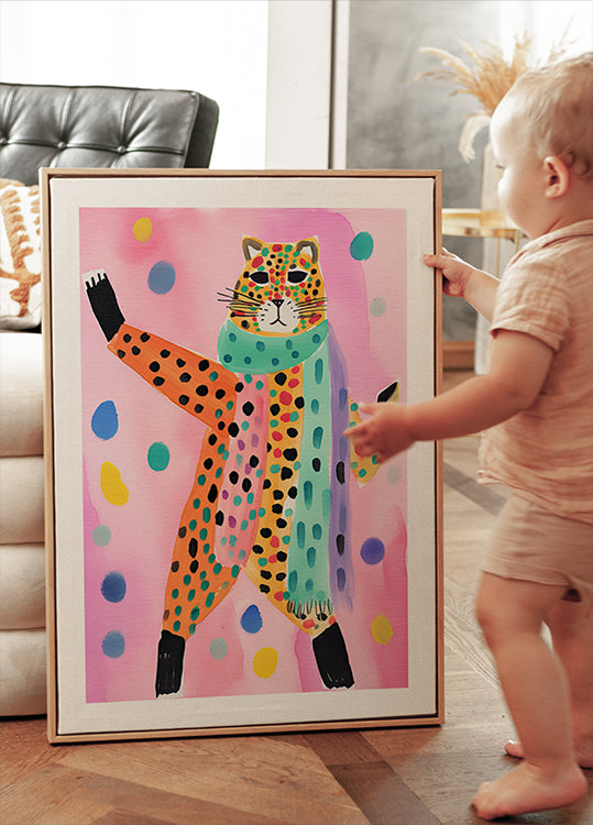 Dancing Leopard In Scarf Poster