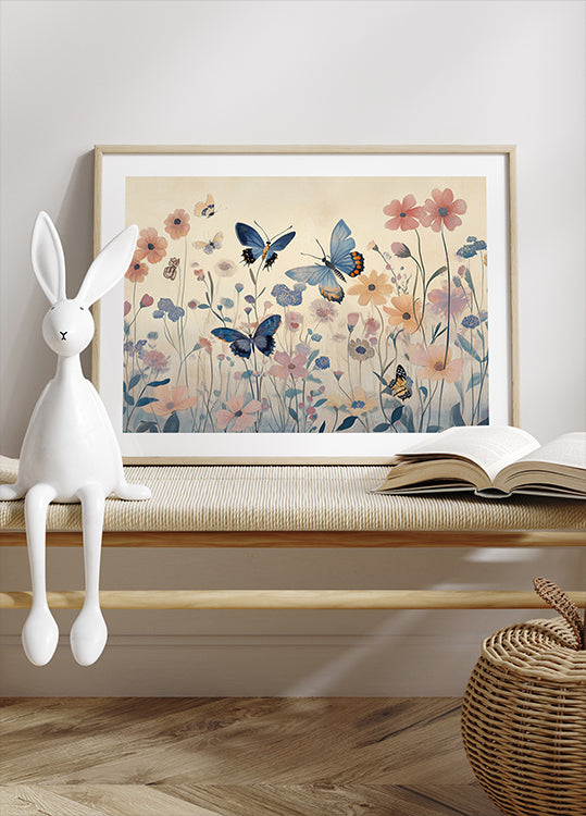 Butterfly Garden, Blue Wings Poster