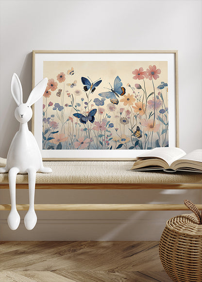 Butterfly Garden, Blue Wings Poster