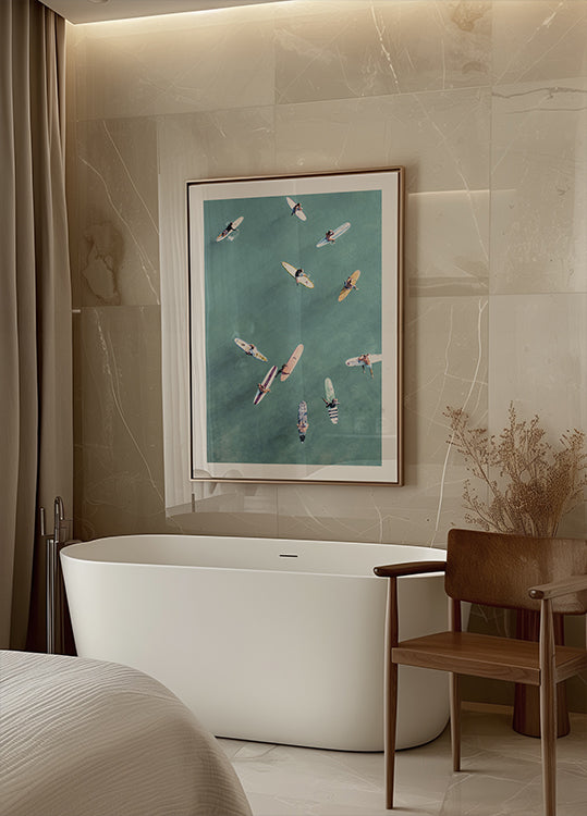 Surfers at Sea Poster