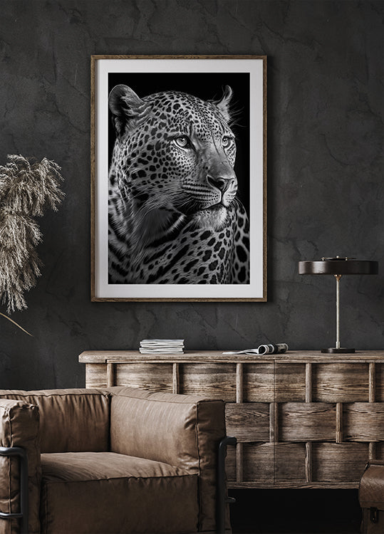 Black and White Leopard Poster