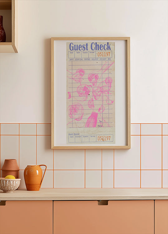 Cheers Guest Check Pink  Poster