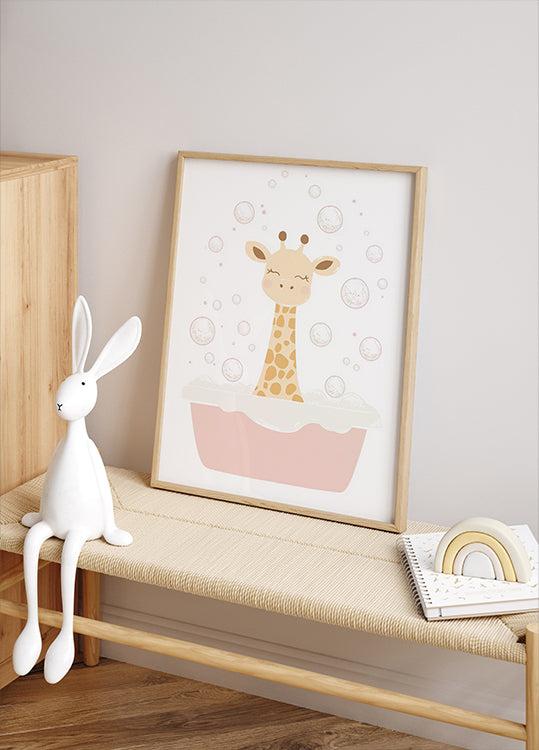 Giraffe Bath Poster