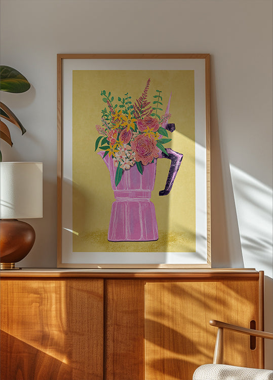 Espresso Maker with Flowers