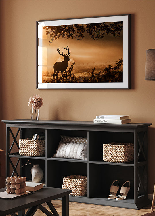 Red Deer Stag in the Mist Poster