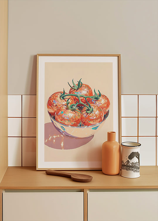 Disco Ball Tomatoes in a Bowl Poster
