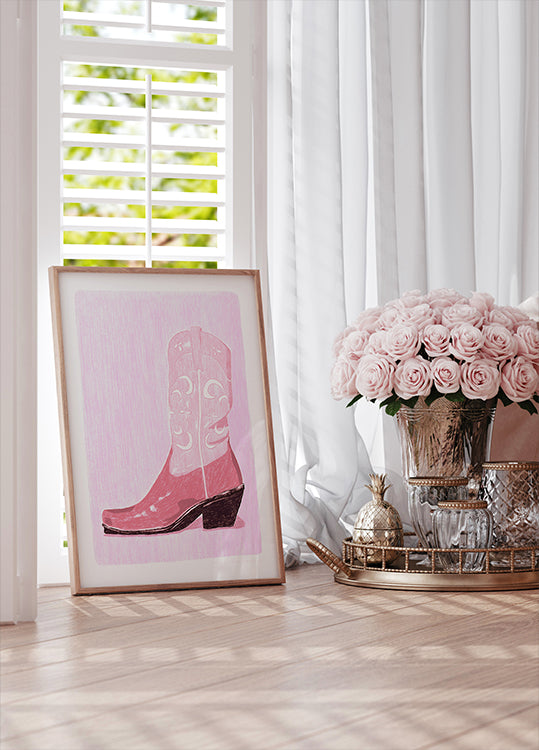 Pink Cowboy Boots Poster