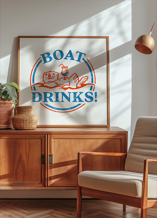 Boat Drinks Cocktail Drinking Otter Poster