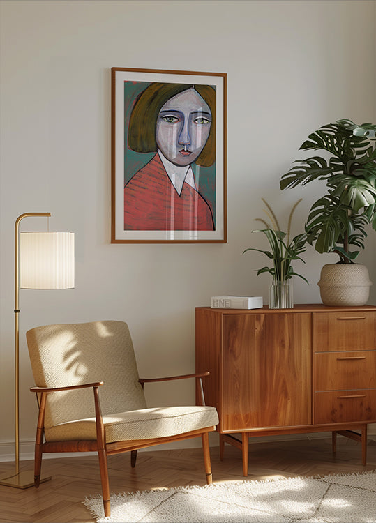 Lady in Melon Jumper Poster