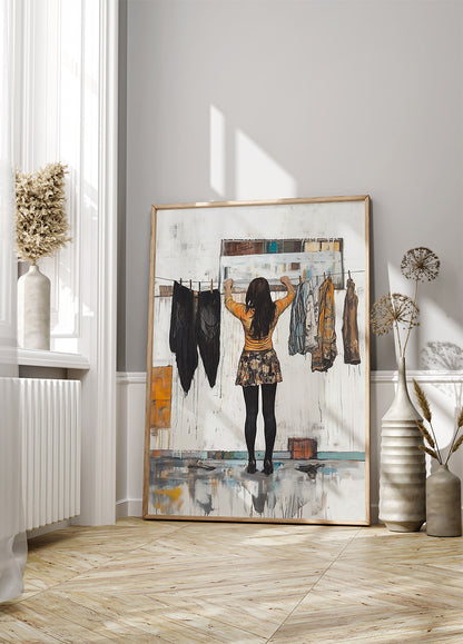 Woman and Clothesline Poster
