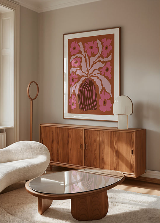 Mid-century blooming pot Poster