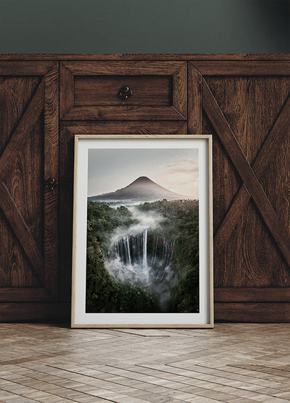 Tumpak Sewu Waterfalls and Mount Semeru Poster