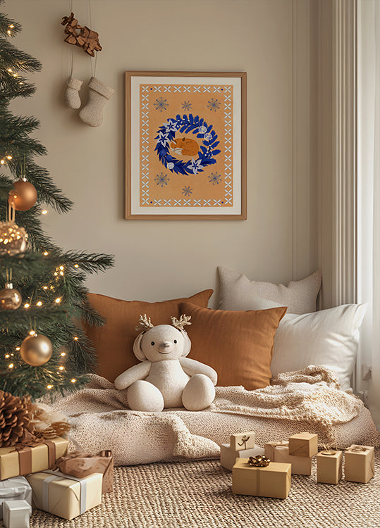 Folk Winter Fox Poster