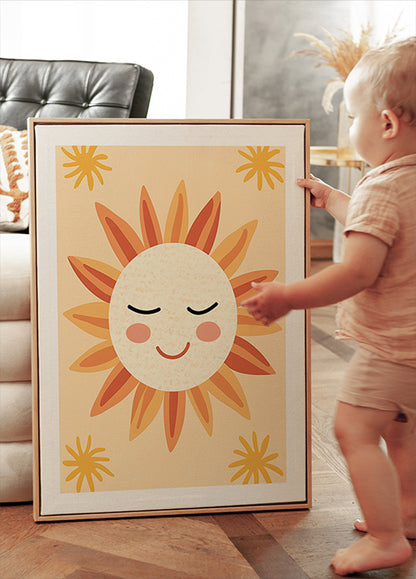 Smiling Sun Illustration Poster