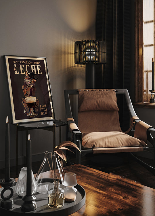 Bourbon De Leche Guinness Style Cat Art Poster